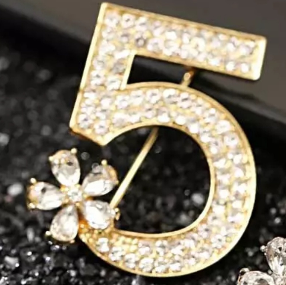 Gold no 5 #5 camellia brooch paris designer cambon